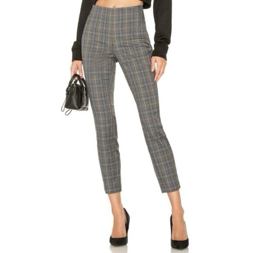 Rag & Bone Simone Gray Multi Blue Plaid‎ Crop Ankle Trouser Pants
